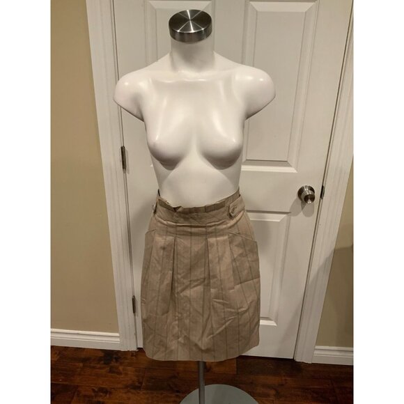 BCBG Max Azria Tan W/ Black & Red Striped A-line Skirt , Size 6 - Picture 2 of 7